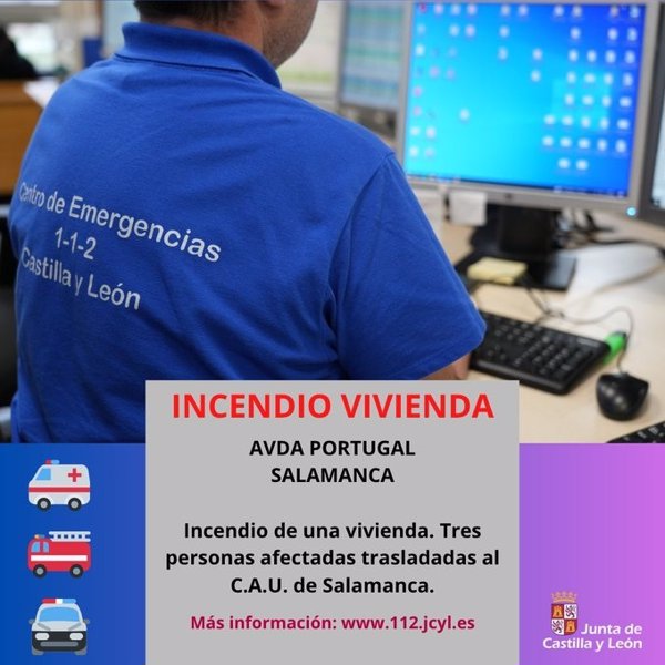 Tres afectados en el incendio de una vivienda en Salamanca