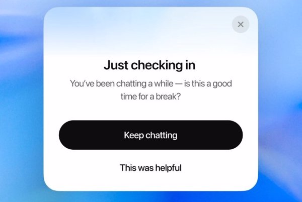 OpenAI enviará notificaciones cuando los usuarios mantengan largas sesiones abiertas en ChatGPT