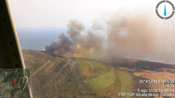 Evacuan un camping en Tarifa (Cádiz) por un incendio declarado en el paraje La Peña