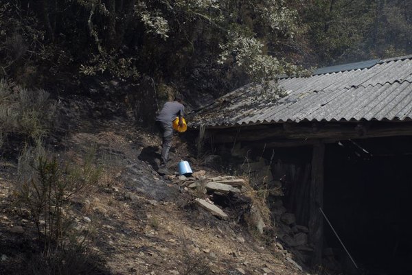Reactivado el primero de los incendios en Maceda (Ourense), donde el fuego calcinó un coche de la Xunta esta mañana