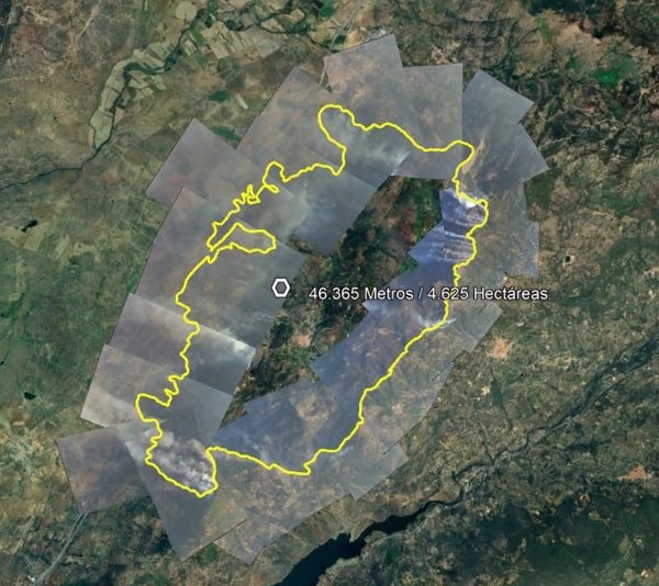 Doce medios aéreos tratan de cerrar el perímetro del incendio de Jarilla (Cáceres) que alcanza ya los 48 kilómetros