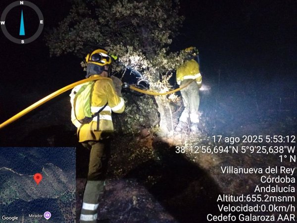 Estabilizado el incendio de Villanueva del Rey (Córdoba) y reabierta al tráfico la N-432